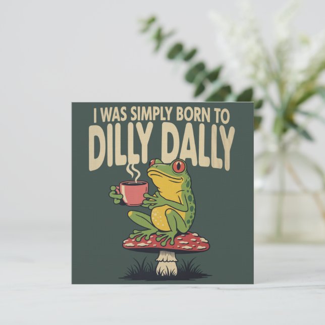Invitación Born to Dilly Dally Vintage Frog Funny Retro  (Anverso de pie)