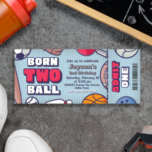 Invitación Born Two Ball - 2do Nacimiento Boy Ticket