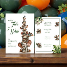 Invitación Born Two Be Wild Baby Safari Birthday Party