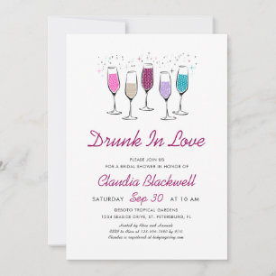 Invitación Borracho Enamorado Ducha De Novias De Champagne