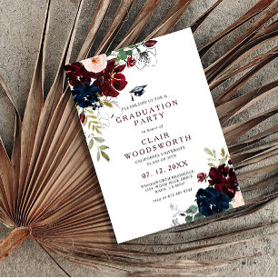 Invitación Borrador de líneas de arte Graduación Floral de la