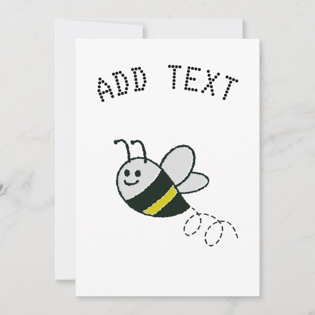 Invitación Borroidery Print Cute Bee Baby Shower (Anverso)