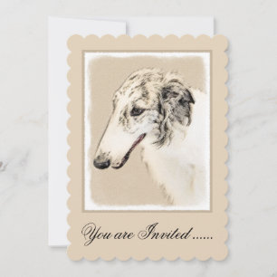 Invitación Borzoi (Brindle plateado) Pintura original de arte