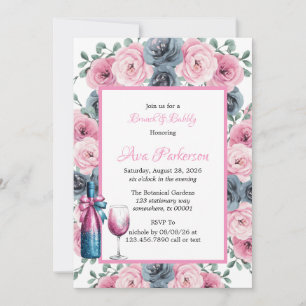 Invitación Bósforo rosa y azul para el brunch y el bullicio