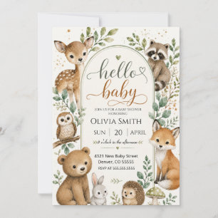 Invitación Bosque Acuarela Animales de la Selva Baby Shower