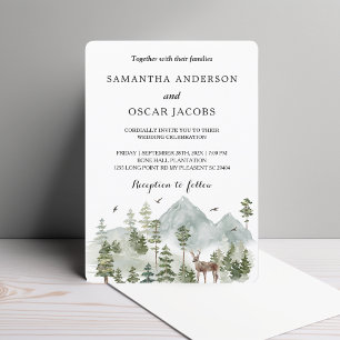 Invitación Bosque acuarela   Árboles y ciervos 