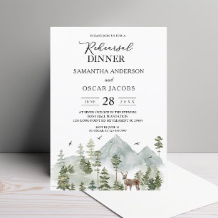 Invitación Bosque acuarela   Árboles y ciervos 
