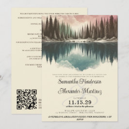 Invitación Bosque acuarela con detalles y Boda QR