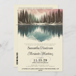 Invitación Bosque acuarela con detalles y Boda QR
