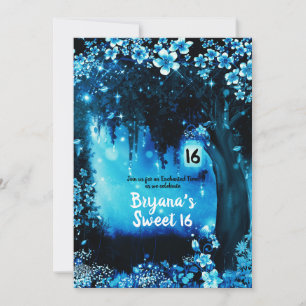 Invitación Bosque Azul Encantado de Bosque de Fantasía Cumple