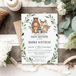 Invitación Bosque Baby Shower para animales de Woodland de mo