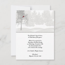 Invitación Bosque blanco nevado con cardenal rojo