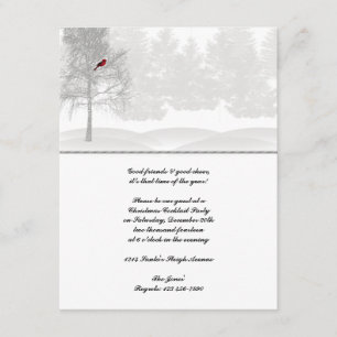 Invitación Bosque blanco nevado con cardenal rojo