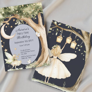 Invitación Bosque boho acuarela Hada Cumpleaños primero