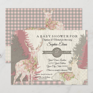 Invitación Bosque boscoso de oso de oso boho plantado en Baby