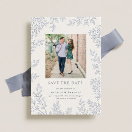 Invitación Bosque Bosque Dusty Blue Photo Save the Date