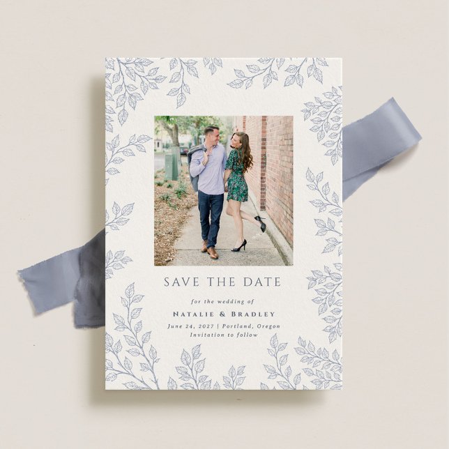 Invitación Bosque Bosque Dusty Blue Photo Save the Date (Subido por el creador)