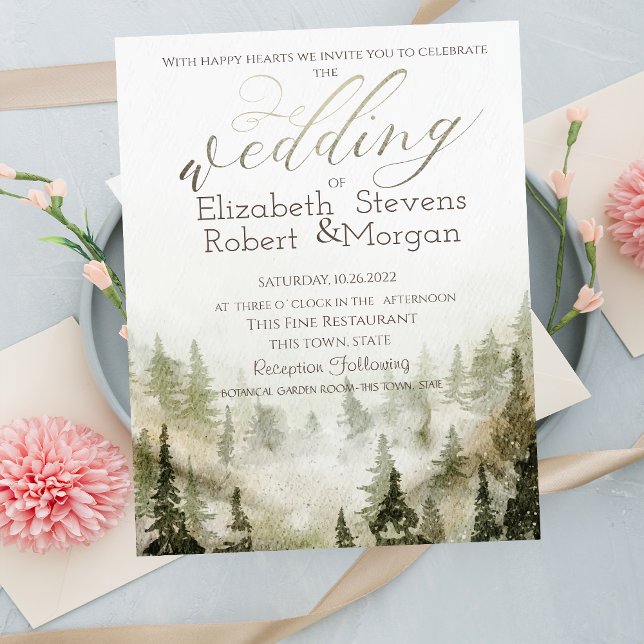 Invitación Bosque, Bosque, Luces de Cadena Verdes Boda (Subido por el creador)