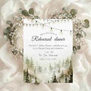 Invitación Bosque,Bosque,Tallos de Pino,Cena de Ensayo de Cue