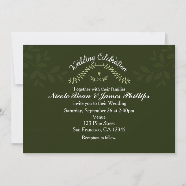 Invitación Bosque Botánico Verde Boda Rústica Cualquier Event (Anverso)