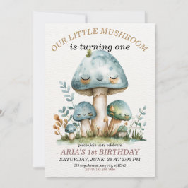 Invitación Bosque capilar de hongos pequeños, primer cumpleañ