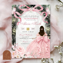Invitación Bosque Caprichoso Lazo Rosa Coquette Mariposa I