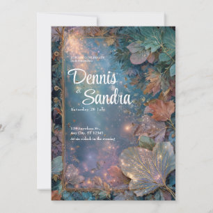 Invitación Bosque Celestial de Cobre Teal Oro Mágico Boda