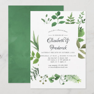 Invitación Bosque Comida de Ensayo de Bosque Verdes