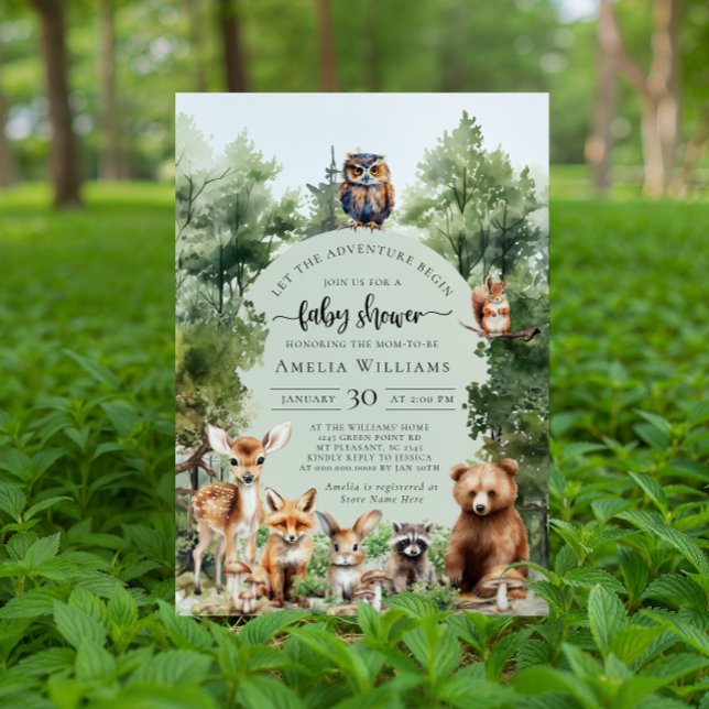 Invitación Bosque Comienza la Aventura Comienza Fiesta de Beb (Subido por el creador)