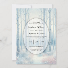 Invitación Bosque de abedul azul escarchado de boda