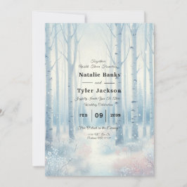 Invitación Bosque de abedul azul escarchado de boda