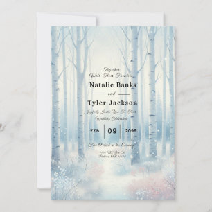 Invitación Bosque de abedul azul escarchado de boda
