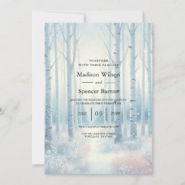 Invitación Bosque de abedul azul escarchado de boda