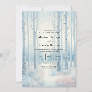 Invitación Bosque de abedul azul escarchado de boda