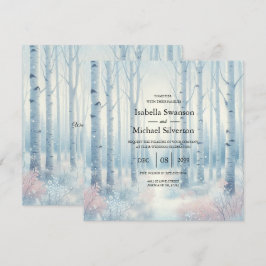 Invitación Bosque de abedul azul escarchado de boda