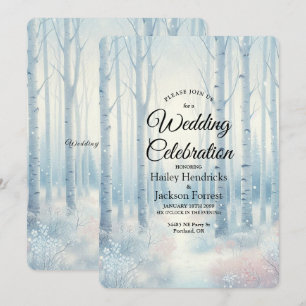 Invitación Bosque de abedul azul escarchado de boda