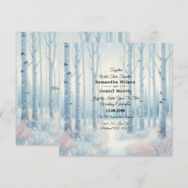 Invitación Bosque de abedul azul escarchado de boda