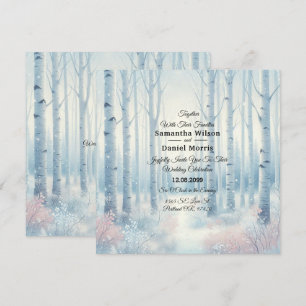 Invitación Bosque de abedul azul escarchado de boda