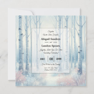 Invitación Bosque de abedul azul escarchado de boda