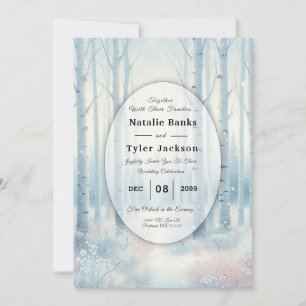 Invitación Bosque de abedul azul escarchado de boda