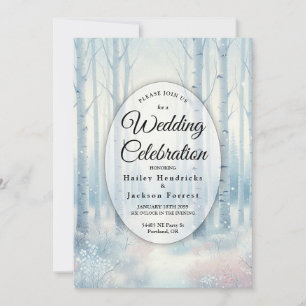 Invitación Bosque de abedul azul escarchado de boda