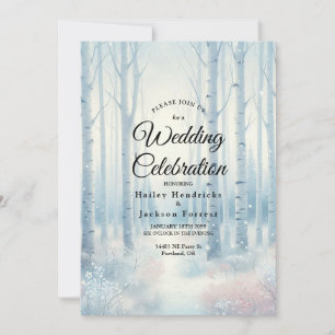 Invitación Bosque de abedul azul escarchado para una boda