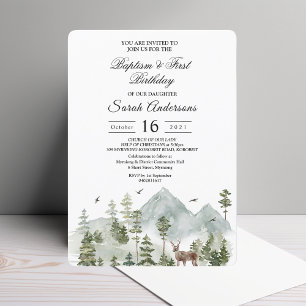 Invitación Bosque de Acuarela   Árboles y Ciervos   