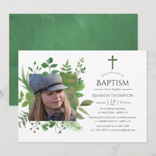 Invitación Bosque de acuarela Bautizo o Confirmación