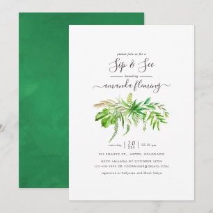 Invitación Bosque de acuarela Verde Sip y Ver