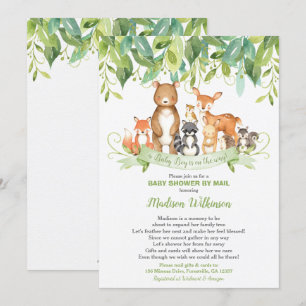 Invitación Bosque de Animales de Woodland Virtual Baby Shower