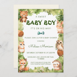 Invitación Bosque de animales salvajes Baby Boy Shower