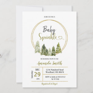 Invitación Bosque de árboles de pino elegante de invierno Bab