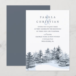 Invitación Bosque de Bodas de Pinos Rústicos de Gris Pizarra