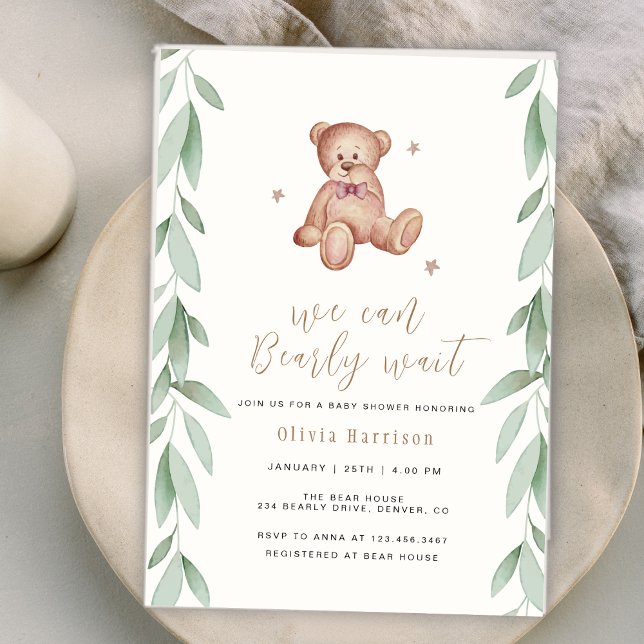 Invitación Bosque de Boho Neutral de Género que podemos esper (Gender Neutral Boho Forest We Can Bearly Wait Invitation)